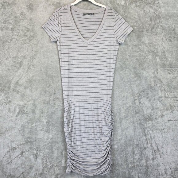 prAna Dress Womens Small Striped Ruched Stretch Short Sleeve Casual W31180370 - Picture 1 of 10